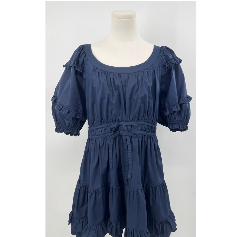 Anna Cate Aurora Dress Navy Blue Cotton Ruffle Mini L